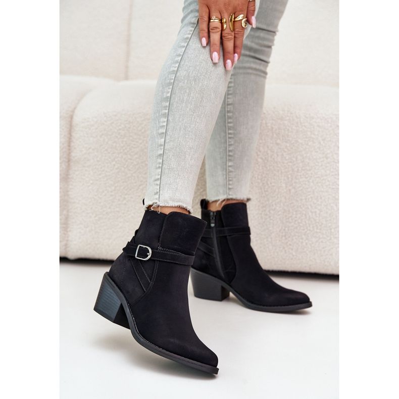 Black Glamer High Heel Cowboy Boots With Pointed Toes, Insulated, Zippered 2