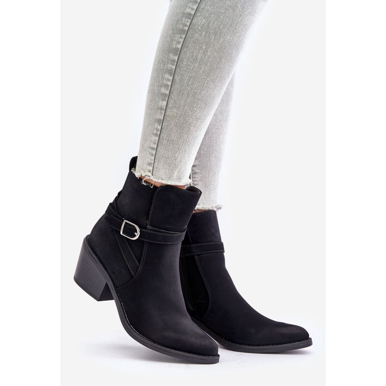 Black Glamer High Heel Cowboy Boots With Pointed Toes, Insulated, Zippered 1