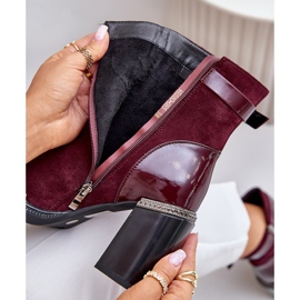 S.Barski Women's Insulated Boots On High Heel With Decorative Buckle D&amp;A MR880-085 Burgundy red 2