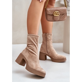 Women's Boots On Platform And Massive Heel S.Barski HY42-739 Beige 2
