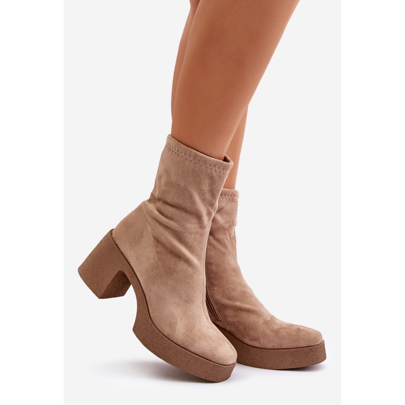 Women's Boots On Platform And Massive Heel S.Barski HY42-739 Beige 1