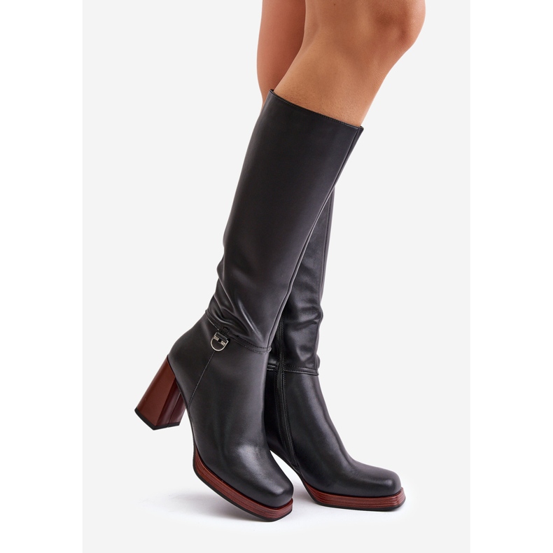 S.Barski Leather Elegant High Heel Warm Boots D&A JC42-39 Black 1 S.Barski Leather Elegant High Heel Warm Boots D&A JC42-39 Black 1