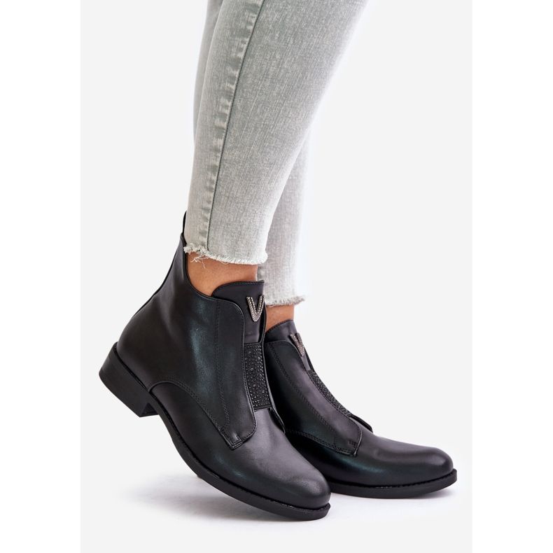 Low Women's Boots On Flat Heels Warmed Black S.Barski HY42-119 Black 1