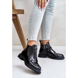 S.Barski Women's Patent Leather Ankle Boots With Zipper D&A JC42-24 Black 2 S.Barski Women's Patent Leather Ankle Boots With Zipper D&A JC42-24 Black 2