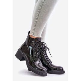 S.Barski Leather Patent Ankle Boots Insulated D&amp;A JC42-78 Black 1