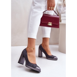 Suede High Heel Pumps Laura Messi 2702 Gray grey 2