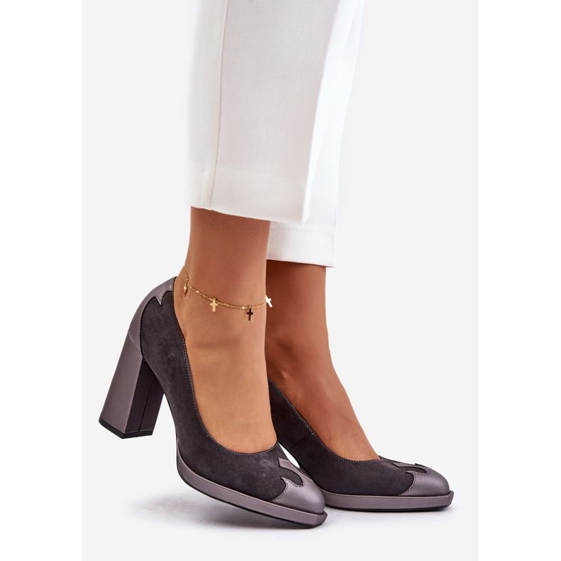 Suede High Heel Pumps Laura Messi 2702 Gray grey 1