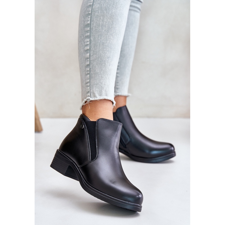 Low-top boots with fur, Vinceza 85150 Black 2