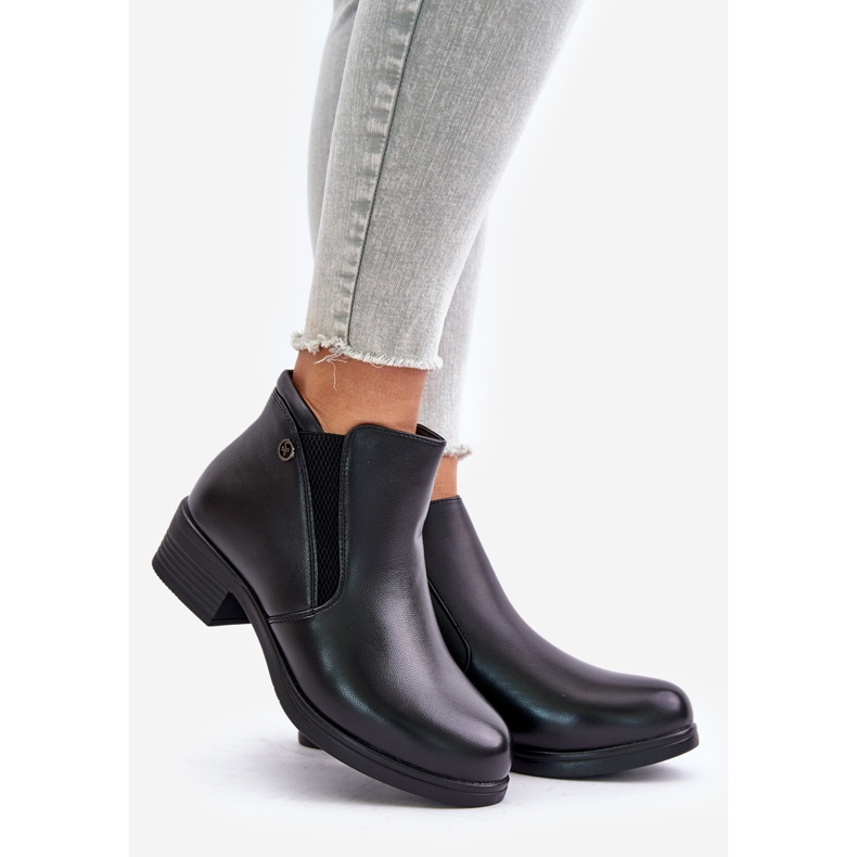 Low-top boots with fur, Vinceza 85150 Black 1