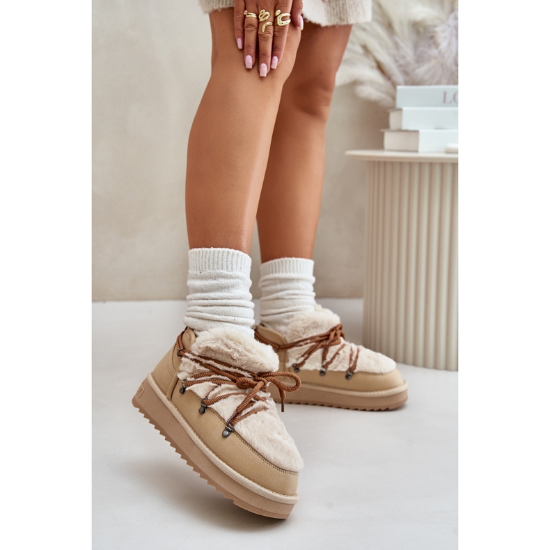 Low Platform Snow Boots With Fur D.Franklin DFSH370011 Beige 2