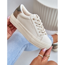 Insulated Women's Sneakers on the Big Star Platform OO274A454 Beige 2