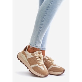 Women's Fur Leather Sneakers Big Star OO274A317 HI-POLY System Beige 1