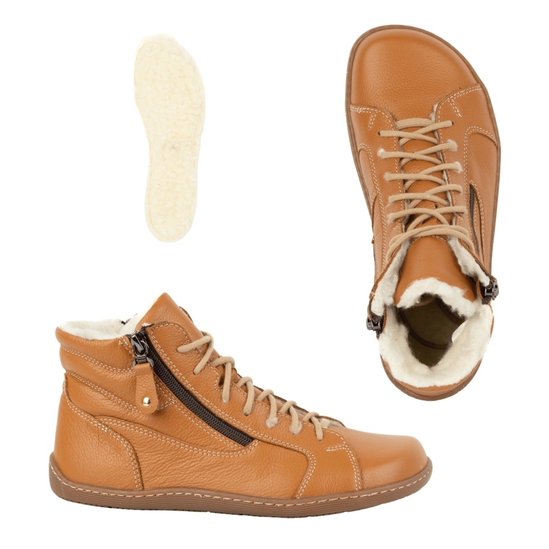 Olivier Women's minimalist barefoot winter leather shoes 1261 red orange 2