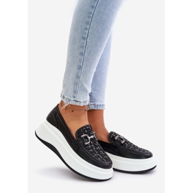Women's Leather Moccasins On The Platform With Decoration Vinceza 89105 Black 1