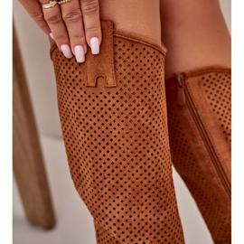 Openwork Women's Boots Camel S.Barski HY42-139 brown 4