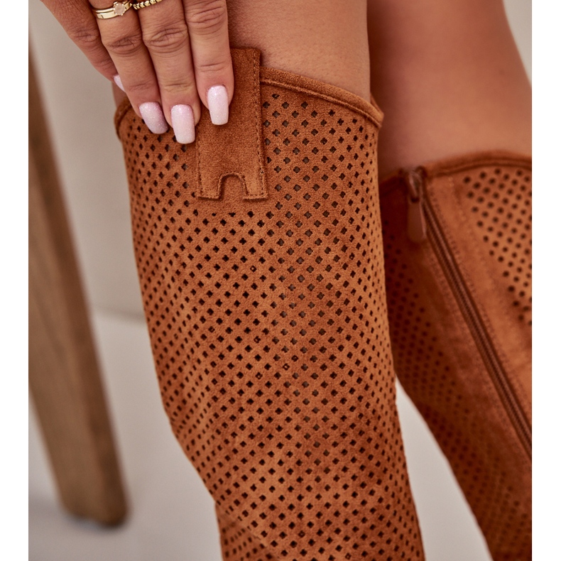 Openwork Women's Boots Camel S.Barski HY42-139 brown 4