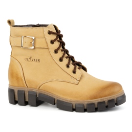 Olivier Women's leather boots, insulated, 373BB, beige 2
