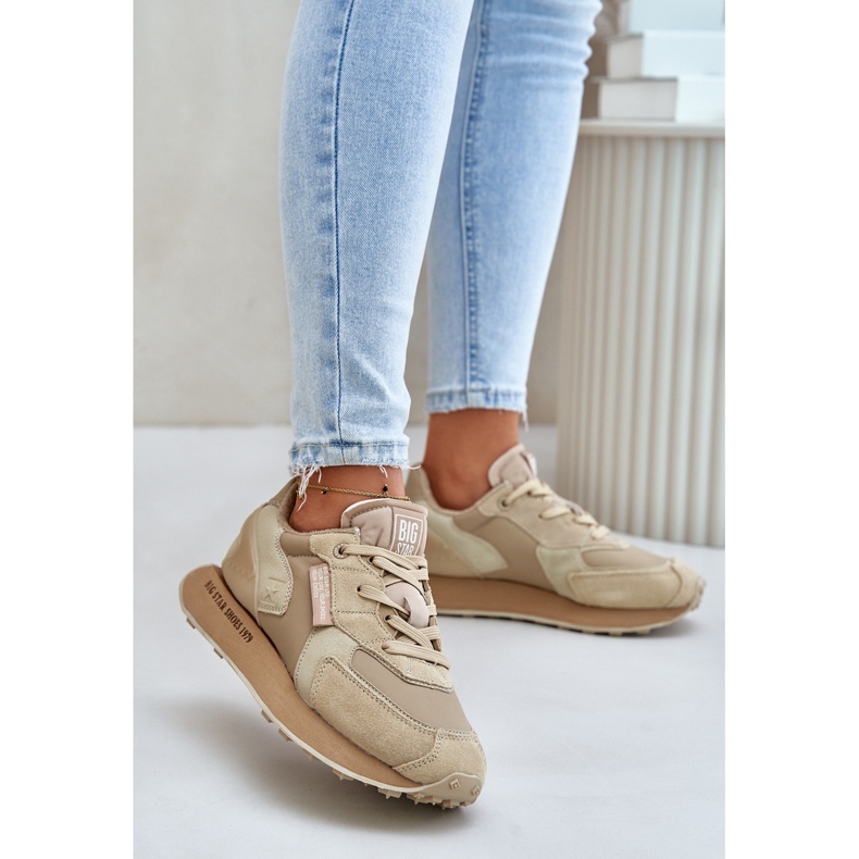 Women's Leather Sneakers Big Star OO274564 Hi-Poly System Beige 2