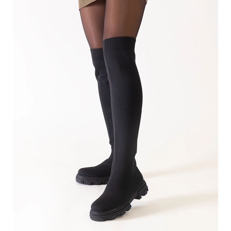 Long black fabric boots on the Athira platform 1