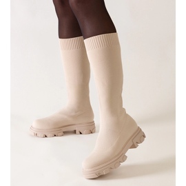 Beige fabric boots on the Nazira platform 1