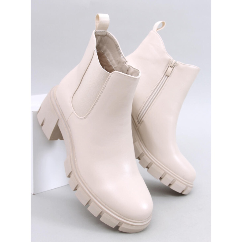 Ledeck Beige Pu wide-heeled Chelsea boots 1