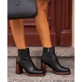 S.Barski Women's Leather Boots On High Heel Insulated D&amp;A JC42-37 Black 2