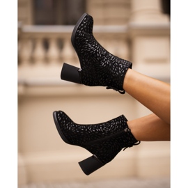 S.Barski Suede Ankle Boots With Decorative Embossing D&amp;A CR42-192 Black 1