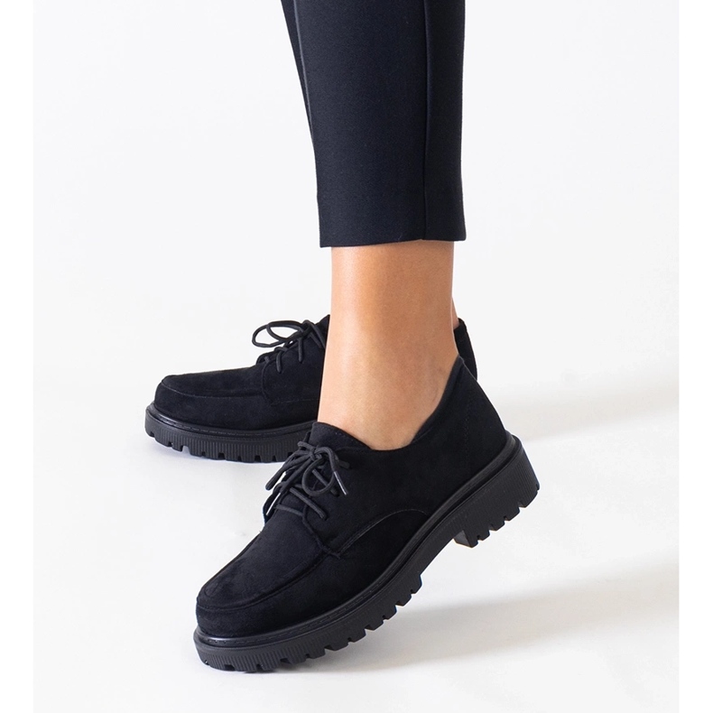 Black casual lace-up shoes made of eco-suede by Eduardana 1 Black casual lace-up shoes made of eco-suede by Eduardana 1