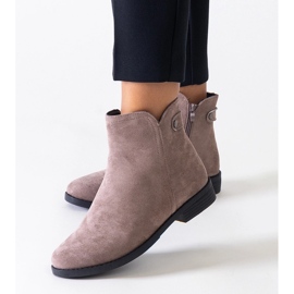 Brown classic ankle boots made of Pereia eco-suede 1