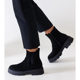 Black high boots on a thick Sabra eco-suede platform 2