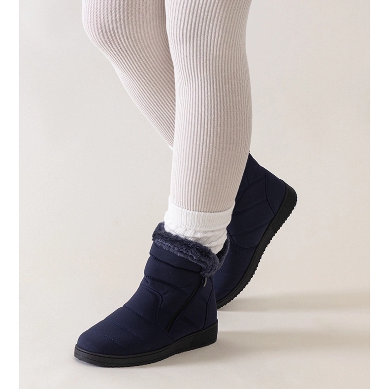 Navy blue snow boots decorated with Khit fur 1 Navy blue snow boots decorated with Khit fur 1