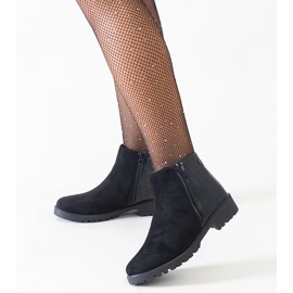 Black ankle boots with a crocodile leather motif, eco-suede Mifsada 1