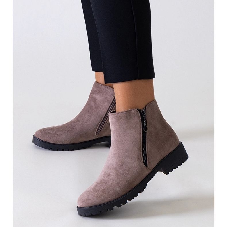 Brown eco-suede ankle boots by Branda 1 Brown eco-suede ankle boots by Branda 1