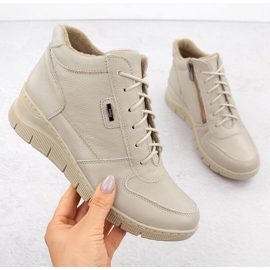 Comfortable women's leather ankle boots with a wedge ekri Helios 543 beige 1 Comfortable women's leather ankle boots with a wedge ekri Helios 543 beige 1