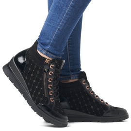Rieker Women's leather logged and patent ankle boots Remonte R0773-04 black 1