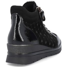 Rieker Women's leather logged and patent ankle boots Remonte R0773-04 black 2