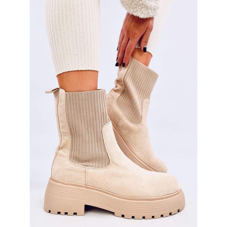 Winters Beige elastic ankle boots 2