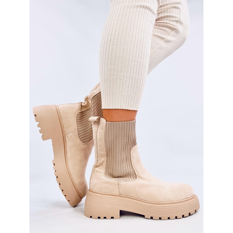 Winters Beige elastic ankle boots 1