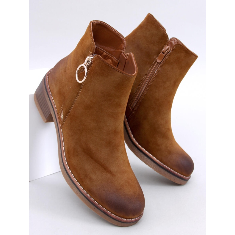 Levere Camel nubuck low-heeled ankle boots brown 1