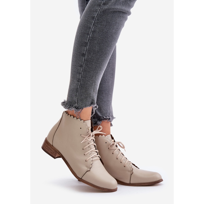 Zazoo 2964 Beige Leather Flat Boots 1 Zazoo 2964 Beige Leather Flat Boots 1
