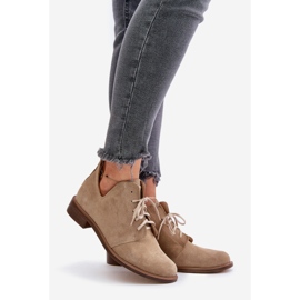 Zazoo 2959 Suede Oxfords Lace-up Shoes with Flat Heels Beige 1