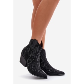 Decorated Black High Heel Cowboy Boots Kaivina 1