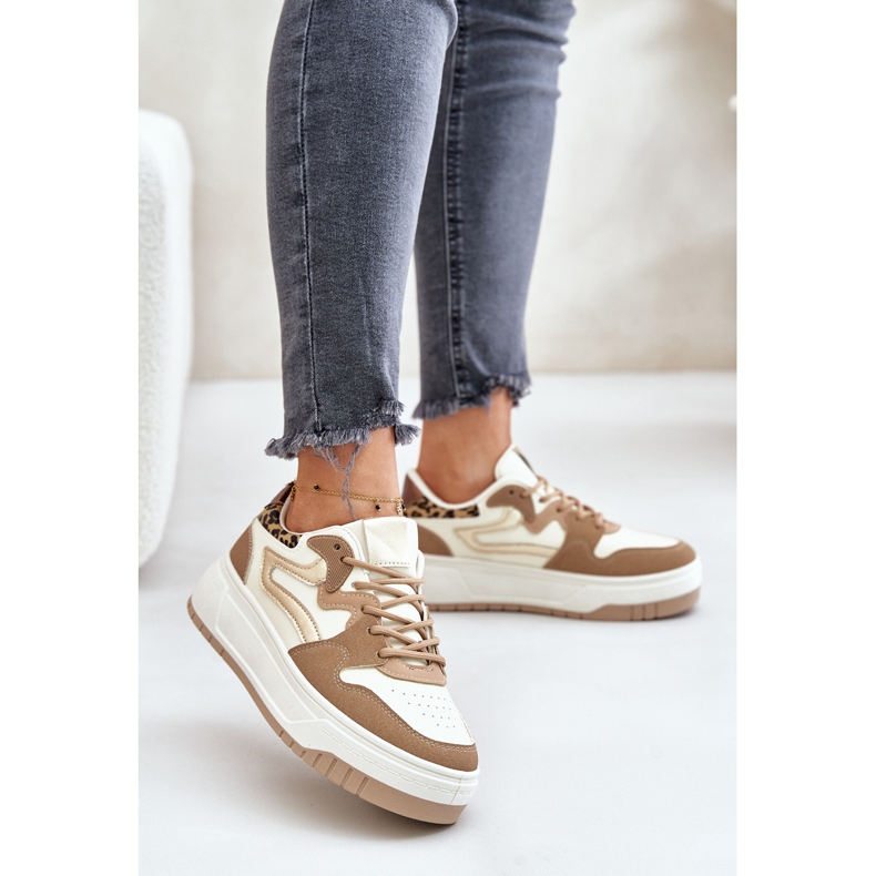 Women's Leopard Leopard Sneakers Beige Henizore 2