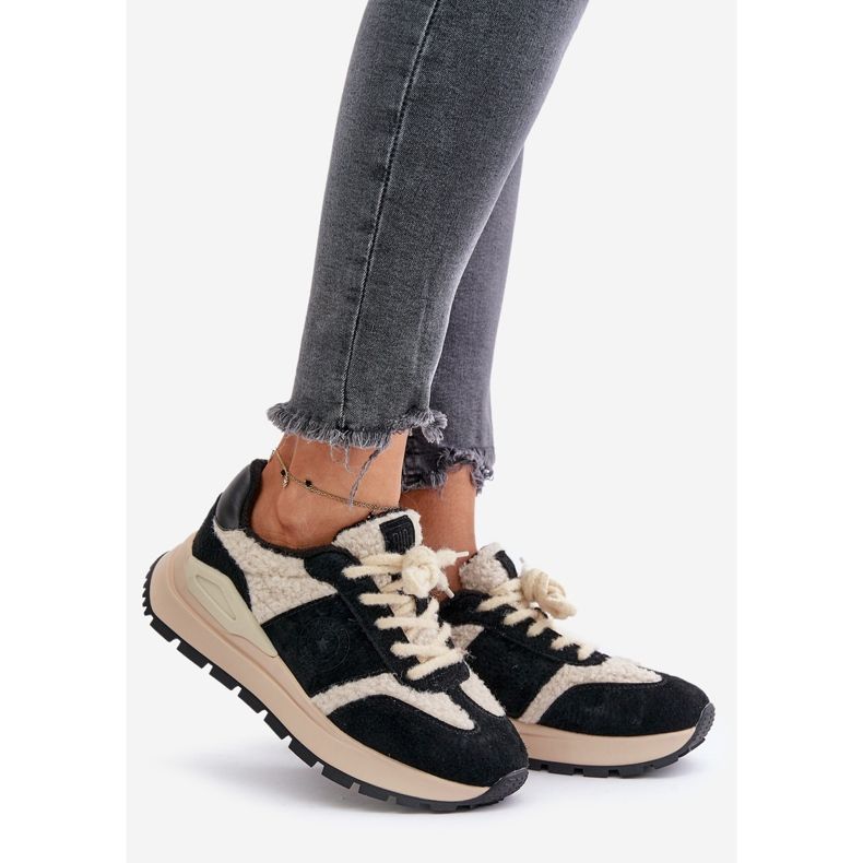 Women's Insulated Leather Sneakers Big Star OO274A318 HI-POLY System Black 1