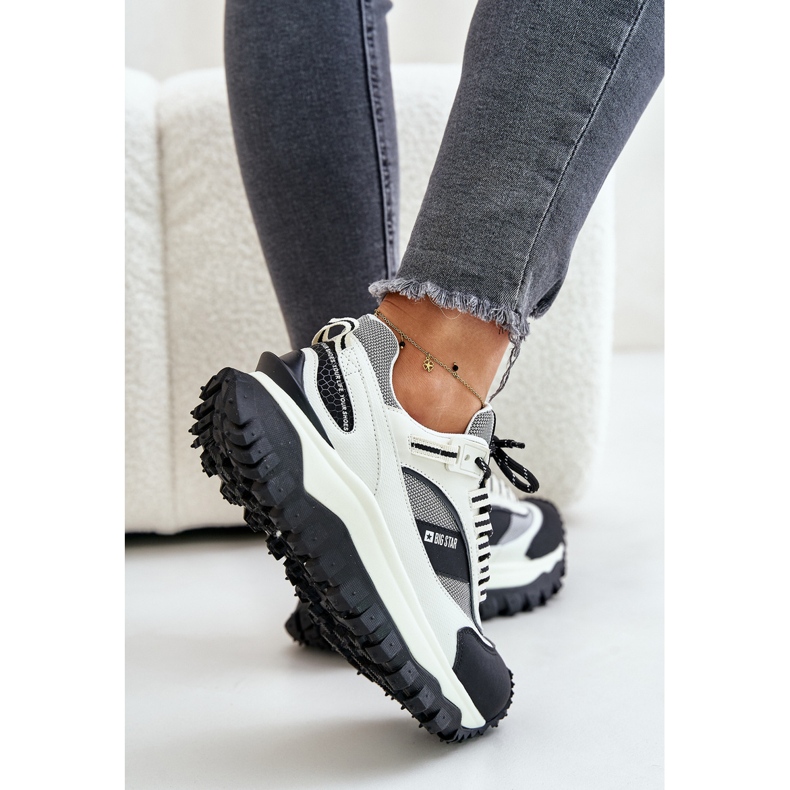 Women's Leather Sneakers on the Big Star Platform OO274A220 HI-POLY System White and Black 2