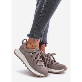 Women's Suede Sneakers With Thick Lacing Artiker 54C1465 Gray grey 1