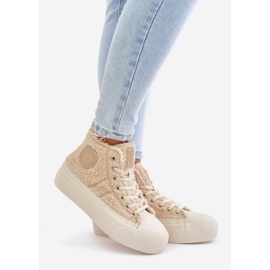 Insulated Women's Sneakers With Fur Sheepskin Big Star OO274A444 Beige 1