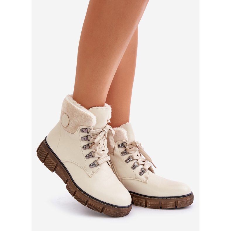 Women's Insulated Boots With Zipper Beige Mevanisa 1