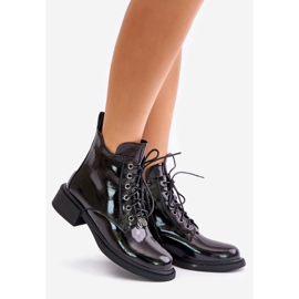 Patent leather ankle boots with insulation, Black Bellani 1