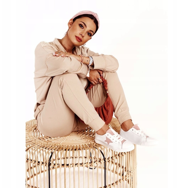 Women's sneakers with a star big star dd274691 white and pink 4